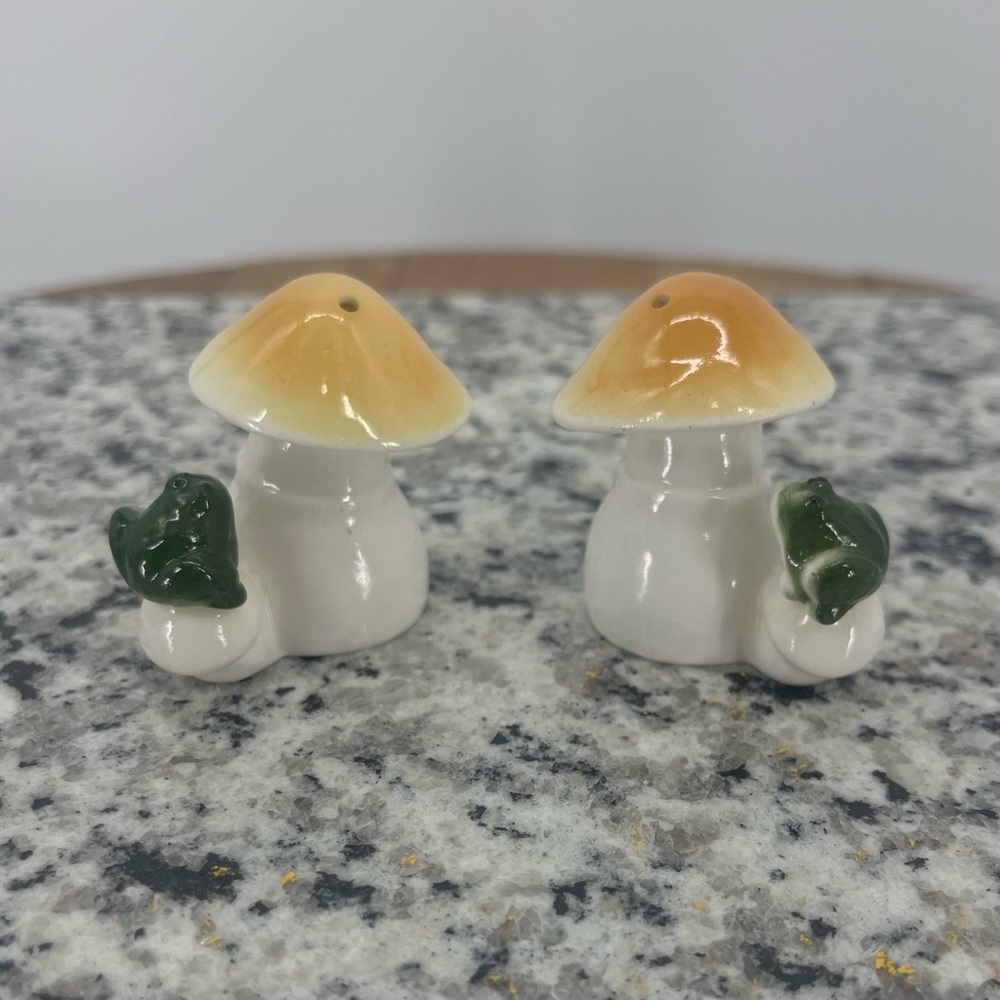 Vintage Mushroom and frog Salt and Pepper shakers.